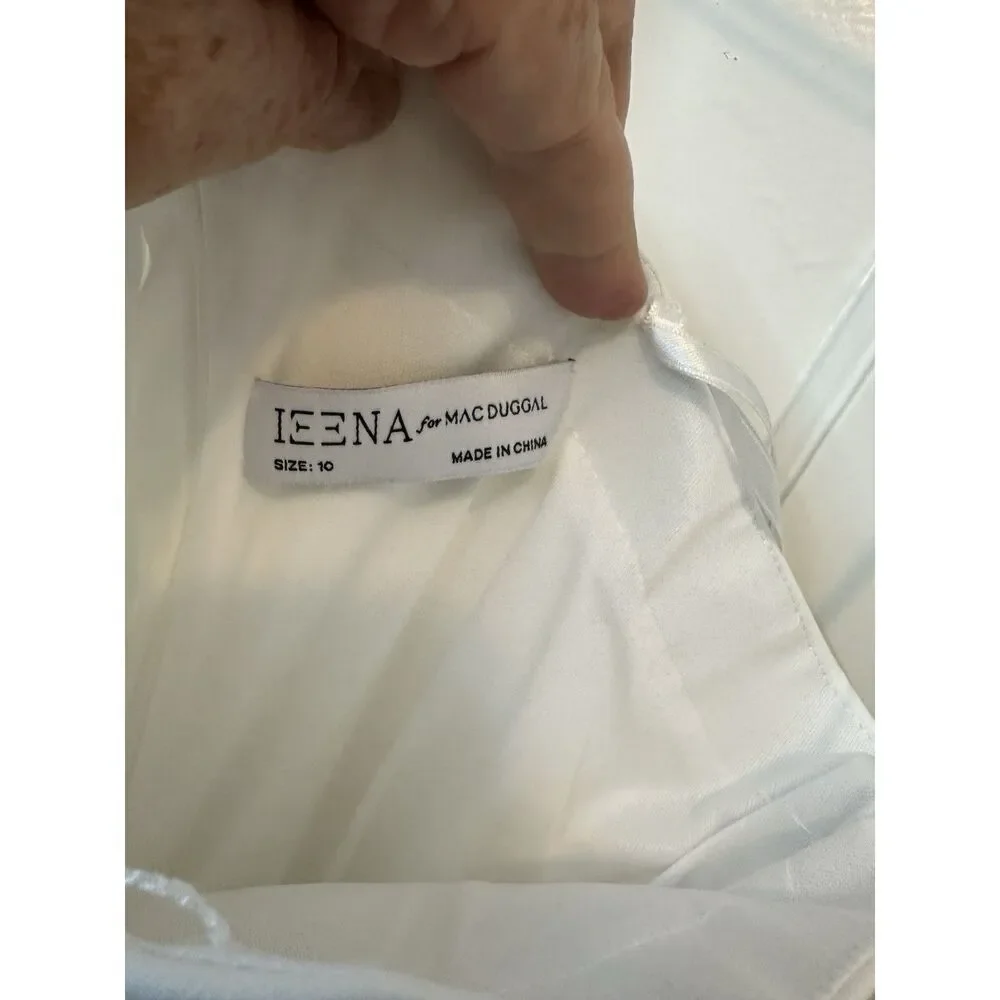 Ieena For Macduggal 26665‎ White Sz 10 Wedding Bride Shower Bridal Slit Bow